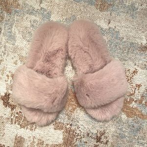 J.Crew Fuzzy Slide Slippers Size 9